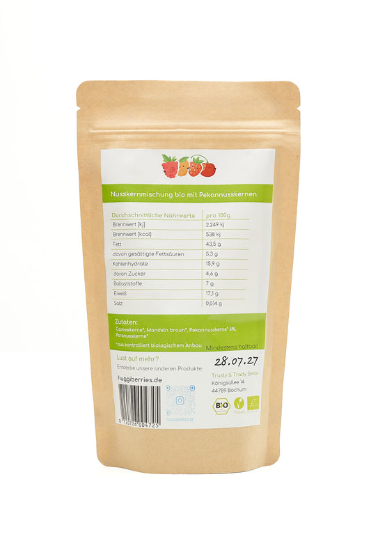 Naturbelassene Nusskernmischung Bio mit Pekannusskernen - 150 g