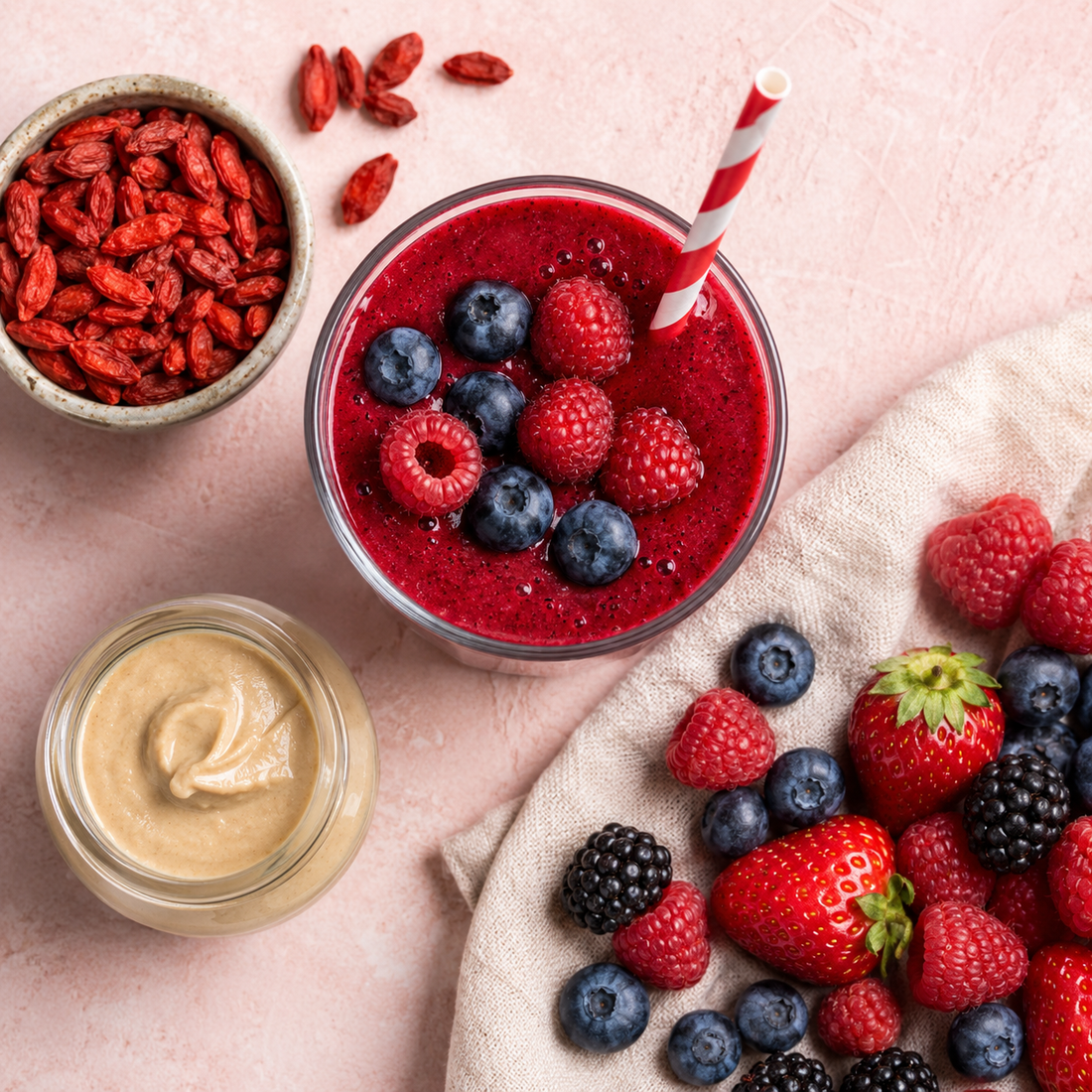 Beeren-Booster Smoothie mit Goji & Bio-Cashewmus