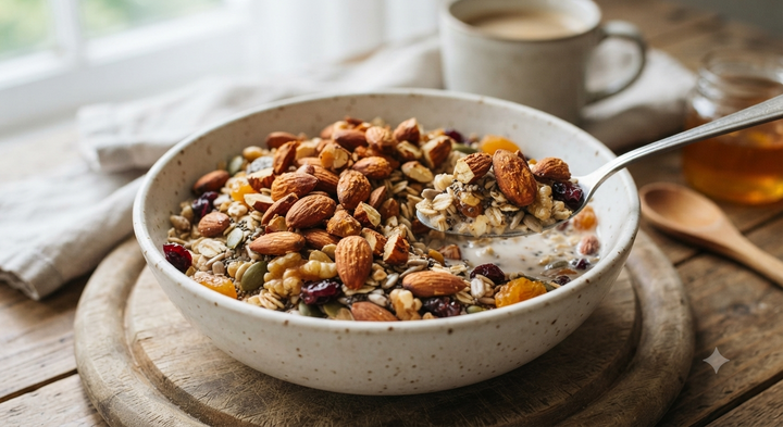 Geröstete Bio-Mandeln als Müsli-Topping – der knackige Frühstücks-Kick