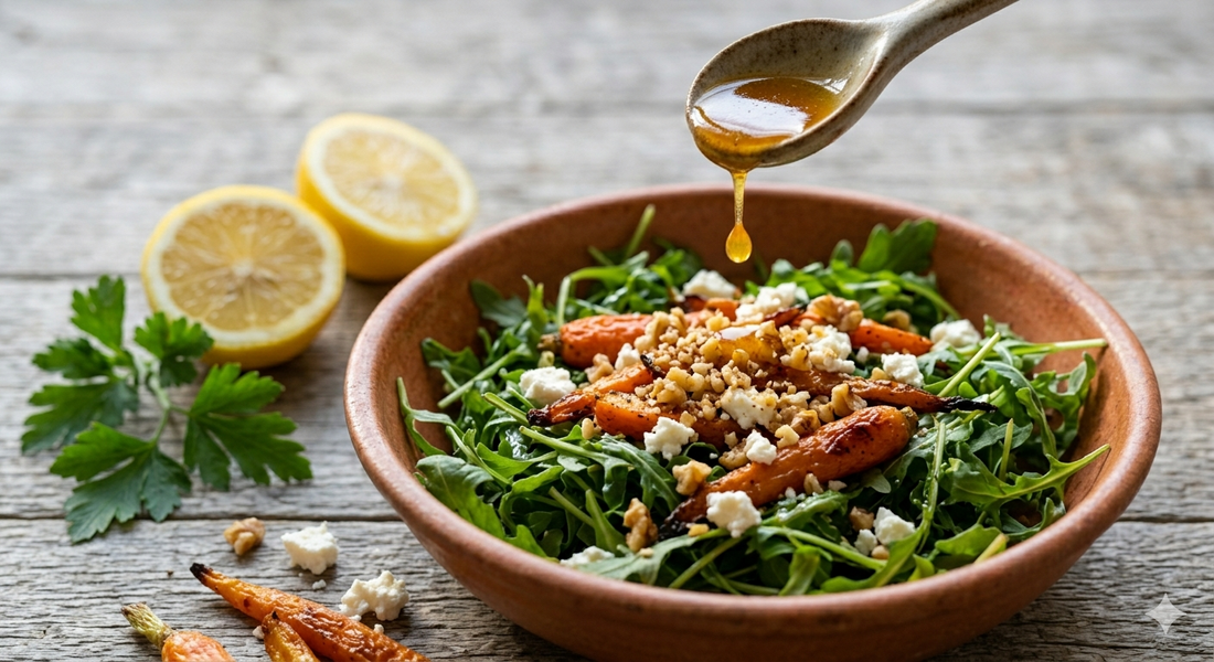 Orientalisches Salatdressing mit Schwarzkümmelöl & Zitrone