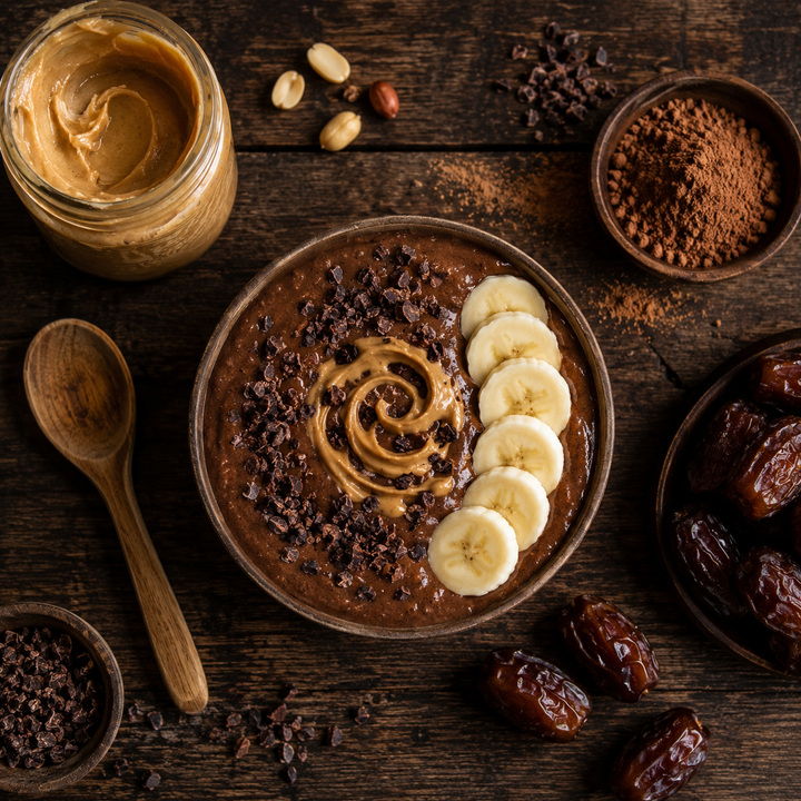 Schoko-Bowl Smoothie mit Datteln & Bio-Erdnussmus