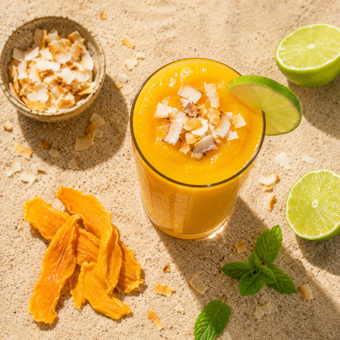 Tropical Sunshine Smoothie mit Mango & Kokos