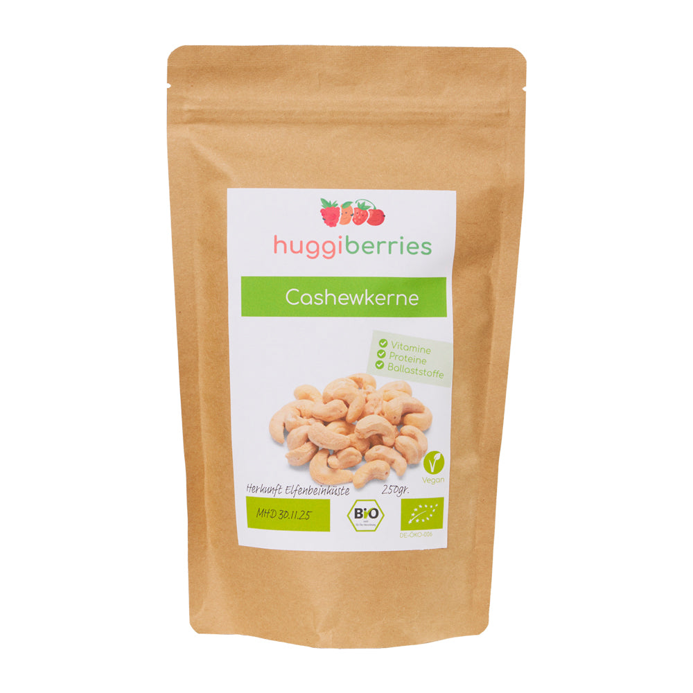 Unverarbeitete Bio-Cashewkerne – vegan, ballaststoffreich & ideal für gesunde Snacks oder Rezepte

