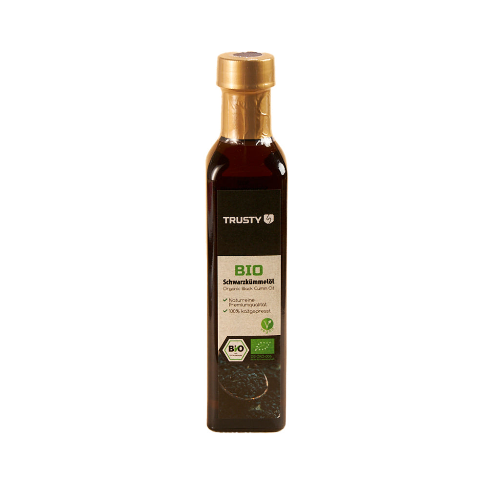 Kaltgepresstes Bio-Schwarzkümmelöl – intensiv im Geschmack, hochwertig für Haut, Haar & Ernährung

