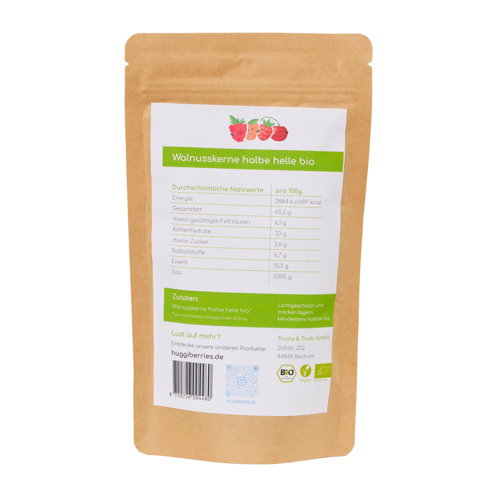 Bio-Walnüsse 150g – naturbelassen, rohköstlich & plastikfrei verpackt, ohne Zusätze