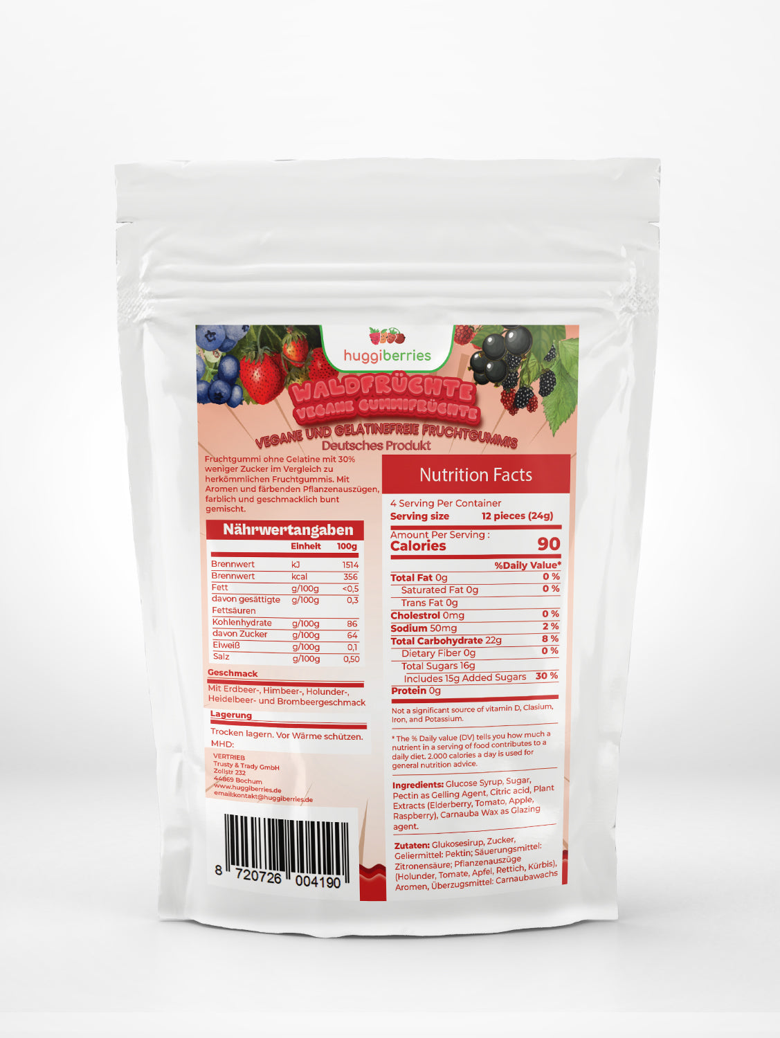 Waldfrucht-Gummibärchen – vegan, ohne Gelatine, mit natürlichem Fruchtaroma, perfekt als Snack

