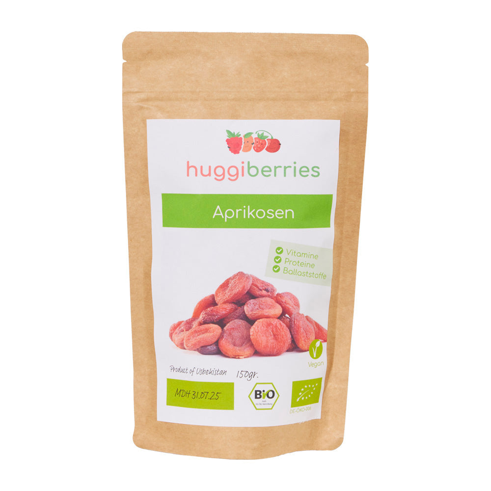 Schwefelfreie Bio-Aprikosen – getrocknet, ungeschwefelt & fruchtig-süß, ideal zum Snacken oder fürs Müsli

