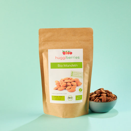 Bio-Mandeln 150g – naturbelassen, mit Haut, plastikfrei verpackt & ungesalzen

