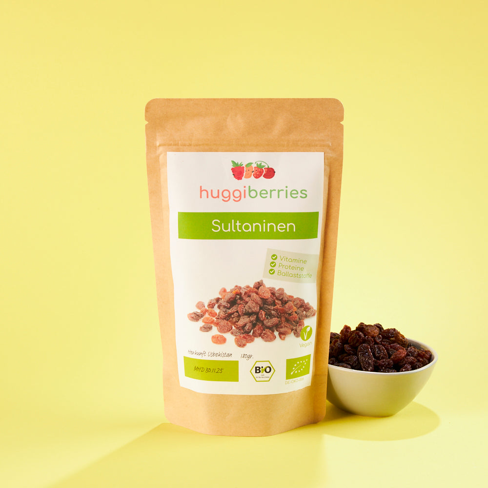 Bio-Sultaninen 180g – natürlich süße Rosinen ohne Zuckerzusatz, vegan & ideal für Müsli, Backen oder als Snack