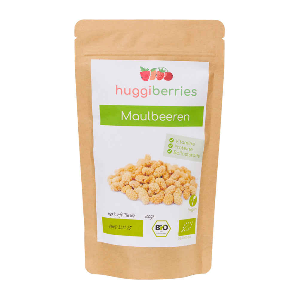 Getrocknete Bio-Maulbeeren – süß, ballaststoffreich & ideal für Müsli, Joghurt oder als Snack

