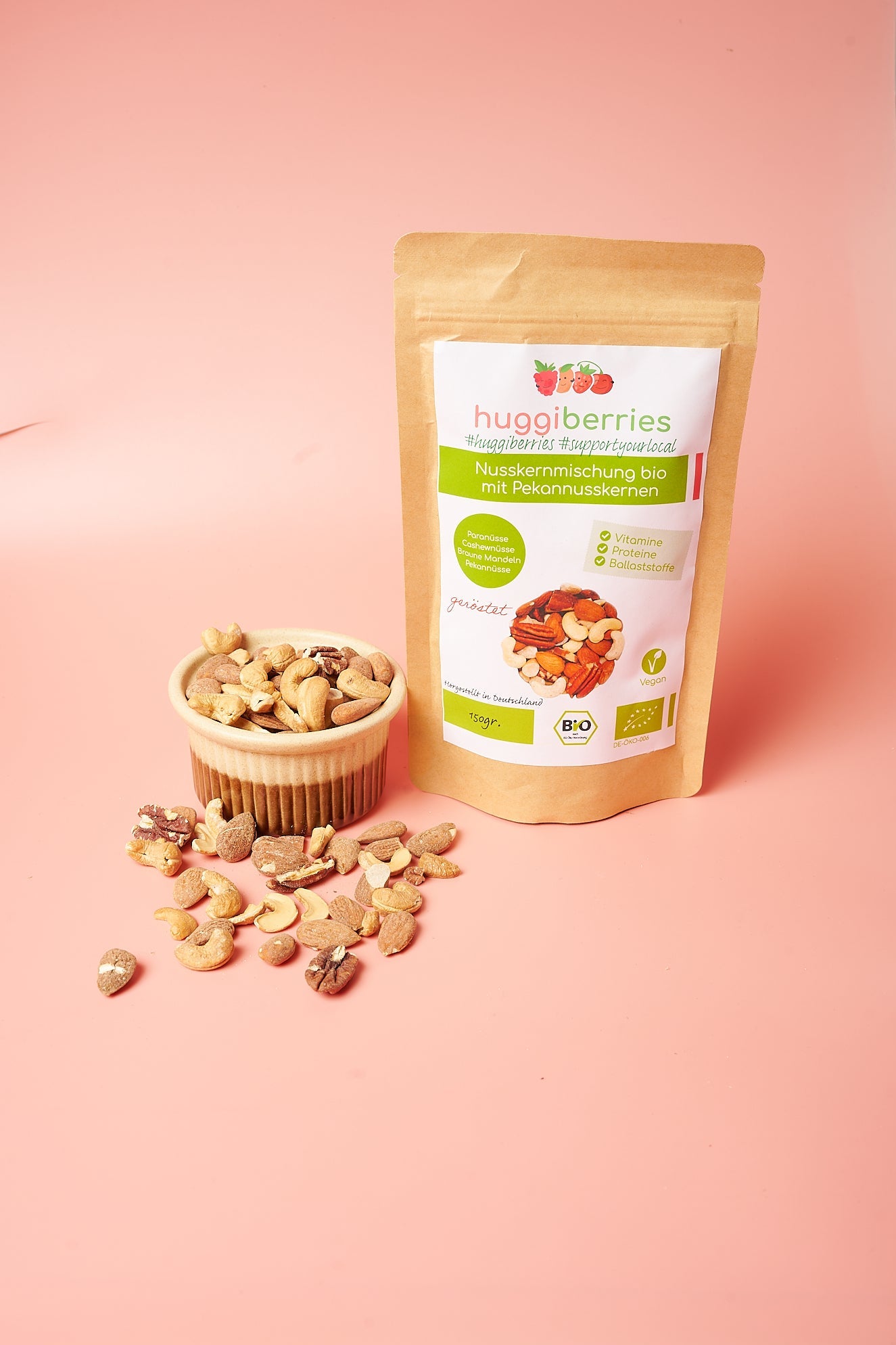 Geröstete Nusskernmischung Bio mit Pekannüsse  - 150 g