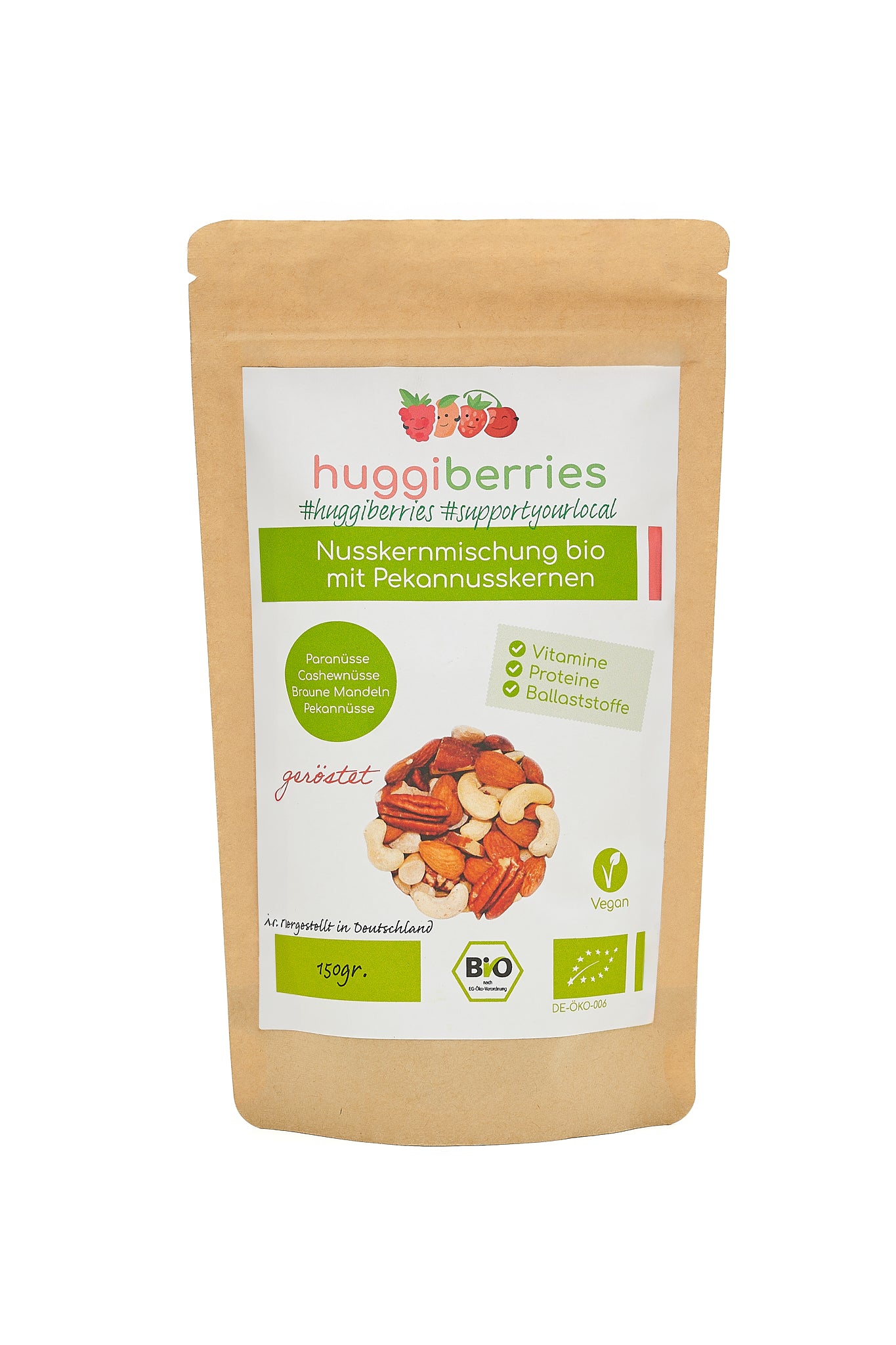 Geröstete Nusskernmischung Bio mit Pekannüsse  - 150 g