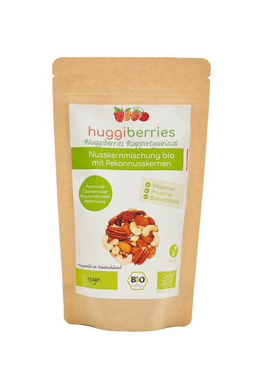 Naturbelassene Nusskernmischung Bio mit Pekannusskernen - 150 g