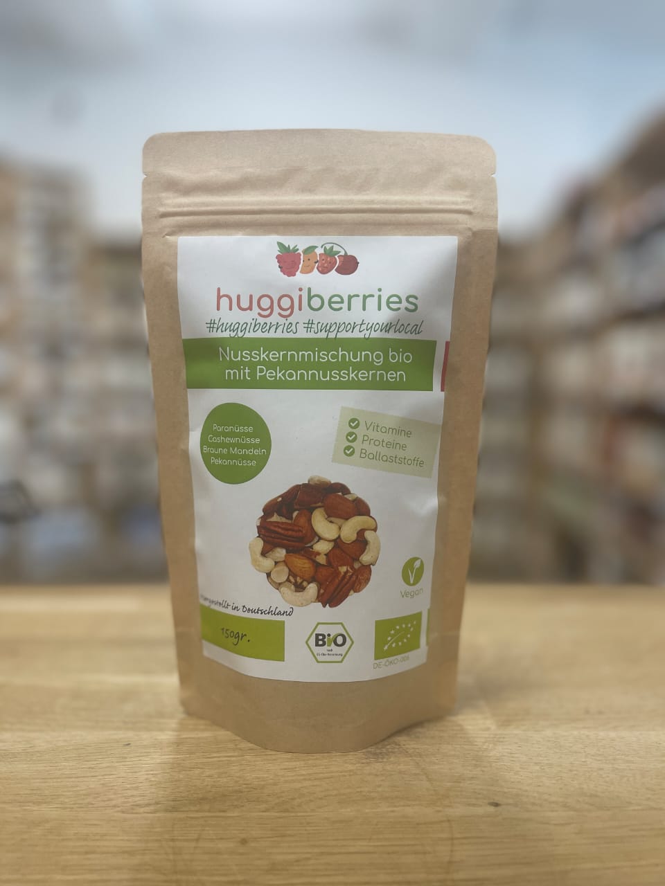 Naturbelassene Nusskernmischung Bio mit Pekannusskernen - 150 g