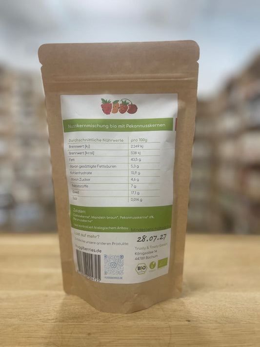 Naturbelassene Nusskernmischung Bio mit Pekannusskernen - 150 g